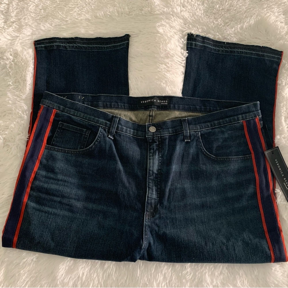 NWT Veronica Beard Carolyn‎ Baby Boot High Rise Cropped Tuxedo Stripe Jeans 22